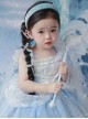 Castle Pattern Decoration Snowflake Sequins Ruched Lace Mesh Trim Classic Lolita Kid Princess Slip Dress