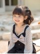 French Simple Fashion Bow Knot Decoration Long Sleeve Polka Dot Classic Lolita Kid Black Dress