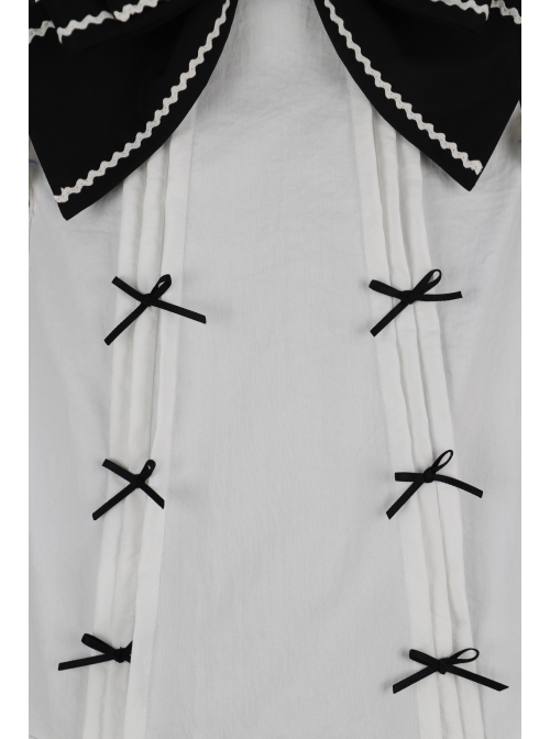 Classic Lolita Retro White Apron Decoration Demon Maid Style Pleated Bow Knot Black Doll Dress