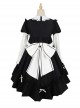 Classic Lolita Retro White Apron Decoration Demon Maid Style Pleated Bow Knot Black Doll Dress