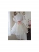 Bow Print Graphic Decoration Small Shawl Chinese Style Buckle Design Pleated Fluffy Lace Hem Classic Lolita Short Sleeve Dress