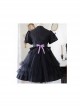 Bow Print Graphic Decoration Small Shawl Chinese Style Buckle Design Pleated Fluffy Lace Hem Classic Lolita Short Sleeve Dress