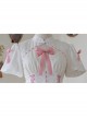 Bow Print Graphic Decoration Small Shawl Chinese Style Buckle Design Pleated Fluffy Lace Hem Classic Lolita Short Sleeve Dress