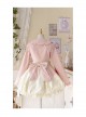 Cute Heart Shape Design Pink Pleated Bow Irregular Cut Decoration Pleated Ruffle Sweet Lolita Slip Dress Set