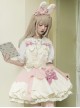 Cute Heart Shape Design Pink Pleated Bow Irregular Cut Decoration Pleated Ruffle Sweet Lolita Slip Dress Set