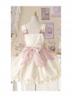 Cute Heart Shape Design Pink Pleated Bow Irregular Cut Decoration Pleated Ruffle Sweet Lolita Slip Dress Set