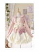 Cute Heart Shape Design Pink Pleated Bow Irregular Cut Decoration Pleated Ruffle Sweet Lolita Slip Dress Set