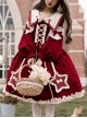 Red Pentagram Design Cute Big Lapel Neckline Bow Decoration Pleated Ruffle Trim Classic Lolita Long Sleeve Dress