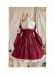 Red Pentagram Design Cute Big Lapel Neckline Bow Decoration Pleated Ruffle Trim Classic Lolita Long Sleeve Dress