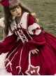 Red Pentagram Design Cute Big Lapel Neckline Bow Decoration Pleated Ruffle Trim Classic Lolita Long Sleeve Dress