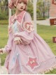 Red Pentagram Design Cute Big Lapel Neckline Bow Decoration Pleated Ruffle Trim Classic Lolita Long Sleeve Dress