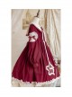 Red Pentagram Design Cute Big Lapel Neckline Bow Decoration Pleated Ruffle Trim Classic Lolita Long Sleeve Dress