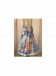 Chinese Style Delicate Gilt Graphic Print Decoration Pleated Bow Knot Classic Lolita Slip Dress Set