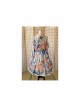 Chinese Style Delicate Gilt Graphic Print Decoration Pleated Bow Knot Classic Lolita Slip Dress Set