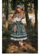 Vintage French Colorful Floral Print Decoration Elegant Pleated Ruffle Classic Lolita Long Skirt 