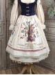 Vintage French Colorful Floral Print Decoration Elegant Pleated Ruffle Classic Lolita Long Skirt 