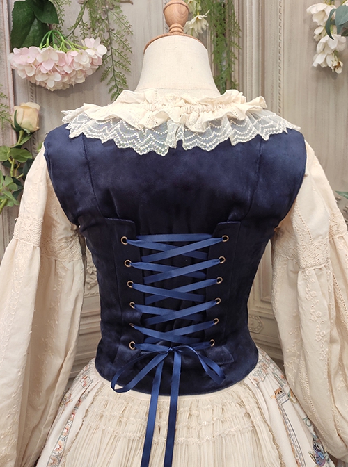 Short Velvet Skinny Wide Collar Design Delicate Metal Buckle Decoration Classic Lolita Short Vest