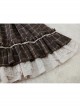 Classic Campus Plaid Design High Waist Buttons Trim Pleated Ruffle Lolita Skirt