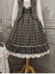 Classic Campus Plaid Design High Waist Buttons Trim Pleated Ruffle Lolita Skirt