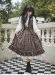 Classic Campus Plaid Design High Waist Buttons Trim Pleated Ruffle Lolita Skirt