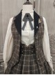 Classic Campus Plaid Design Handsome Black Lapel Metal Button Decoration Lolita Vest