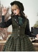 Classic Campus Plaid Design Handsome Black Lapel Metal Button Decoration Lolita Vest