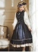 Classic Campus Plaid Design Handsome Black Lapel Metal Button Decoration Lolita Vest