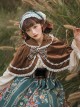 Cute Velvet Peaked Hat Design Jacquard Lace Trim Classic Lolita Short Cloak