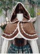 Cute Velvet Peaked Hat Design Jacquard Lace Trim Classic Lolita Short Cloak