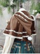 Cute Velvet Peaked Hat Design Jacquard Lace Trim Classic Lolita Short Cloak