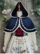 Cute Velvet Peaked Hat Design Jacquard Lace Trim Classic Lolita Short Cloak