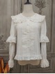 Classic Lolita Pleated Hollow-Out Ruffles Design Doll Neckline Decoration Detachable Sleeves Daily Shirt