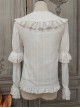 Classic Lolita Pleated Hollow-Out Ruffles Design Doll Neckline Decoration Detachable Sleeves Daily Shirt