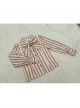 Fashion Vertical Stripes Design Lace Pleated Cuffs Bow Knot Neckline Decoration Classic Lolita Long Sleeve Shirt