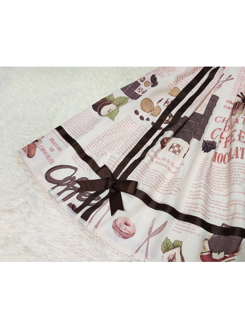 Chocolate Candy Irregular Letter Print Decoration Detachable Bow Knots Classic Lolita Skirt