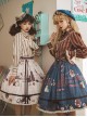 Chocolate Candy Irregular Letter Print Decoration Detachable Bow Knots Classic Lolita Skirt