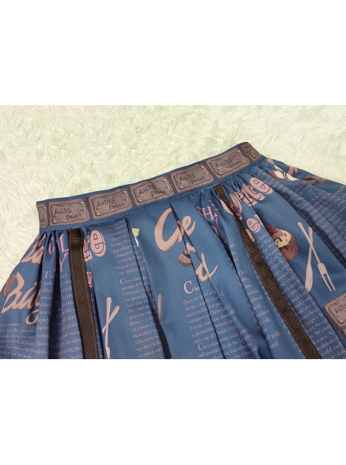 Chocolate Candy Irregular Letter Print Decoration Detachable Bow Knots Classic Lolita Skirt