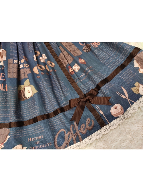 Chocolate Candy Irregular Letter Print Decoration Detachable Bow Knots Classic Lolita Skirt