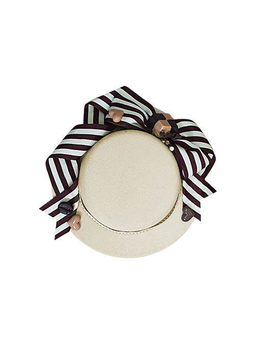 Cute Chocolate Candy Decoration Pleated Bow Knots Classic Lolita Solid Color Three-Dimensional Top Hat