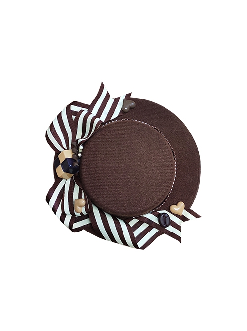 Cute Chocolate Candy Decoration Pleated Bow Knots Classic Lolita Solid Color Three-Dimensional Top Hat