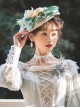 Elegant Jacquard Lace Mesh Design Three-Dimensional Flower Pleated Bow Decoration Classic Lolita Flat Cap