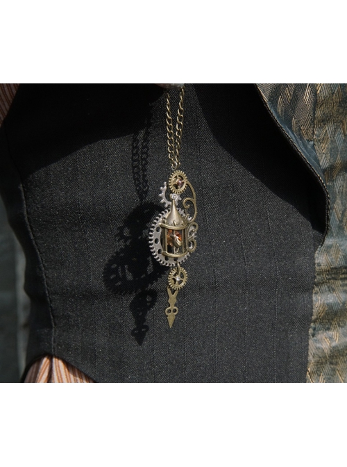 Vintage Court Style Metal Gear Metal Bird Cage Pendant Gothic Lolita Necklace