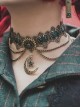 Vintage Fine Metal Hollow Crescent Shape Design Pentagram Metal Gear Decoration Punk Lolita Necklace