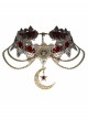 Vintage Fine Metal Hollow Crescent Shape Design Pentagram Metal Gear Decoration Classic Lolita Necklace