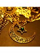 Vintage Fine Metal Hollow Crescent Shape Design Pentagram Metal Gear Decoration Punk Lolita Necklace