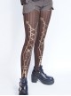 Classic Lolita Black Strips Gold Gear Cross Bow Print Decoration Velvet Pantyhose