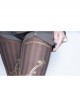 Classic Lolita Black Strips Gold Gear Cross Bow Print Decoration Velvet Pantyhose