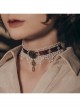 Jacquard Pentagram Lace Metal Gear Pearl Decoration Classic Lolita Ribbon Necklace