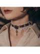 Jacquard Pentagram Lace Metal Gear Pearl Decoration Punk Lolita Ribbon Necklace