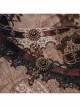 Jacquard Pentagram Lace Metal Gear Pearl Decoration Classic Lolita Ribbon Necklace